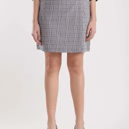 Fablestreet Grey Chequered A-Line Skirt image 1