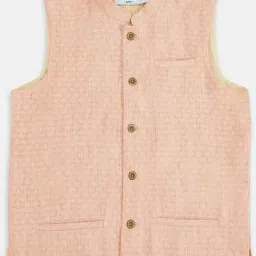 Indus Route by Pantaloons Kids Pastel Pink Printed Waistcoat-image-1