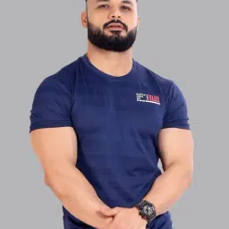 FUAARK Navy Slim Fit Printed Sports T-Shirt-picture-12