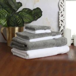 Spaces Solid White & Grey Cotton Towel Combo - Set of 6-picture-16
