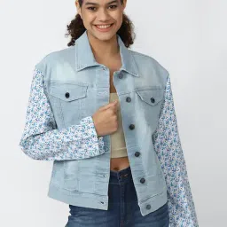 Forever 21 Light Blue Printed Denim Jacket-picture-35