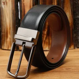 Louis Stitch Black Leather Reversible Belt for Men image 1