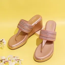 Inc.5 Women's Rose Gold T-Strap Wedges image 1