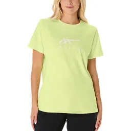 Asics Women's Huddle Yellow Training Core Stripe Graphic T-Shirt image 1