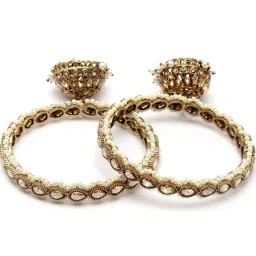 Karatcart Gold-Plated Kundan Studded Jhumki Bangles Set for Women - Set of 2 image 5