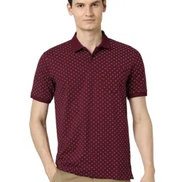 Peter England Maroon Regular Fit Printed Polo T-Shirt image 1