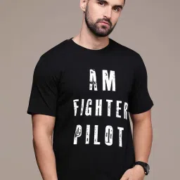 Burnt Umber Black Regular Fit Printed Crew T-Shirt image 1