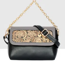 Esbeda Black Medium Textured Cross Body Bag image 1