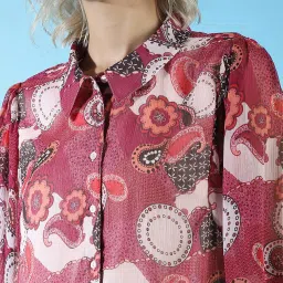 Only Maroon Printed Shirt image 5