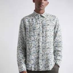 Iconic Men Printed Regular Fit Linen Shirt image 1