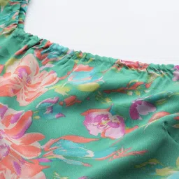 Melon by PlusS Green Floral Print A-Line Dress image 5