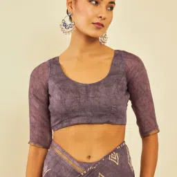 Soch Purple Chanderi All-Over Geometric Print Saree image 5