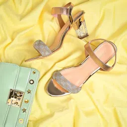 Rocia by Regal Women's Rose Gold Ankle Strap Sandals image 1