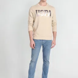 U.S. Polo Assn. Denim Co. Beige Cotton Regular Fit Printed Sweatshirt image 5