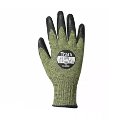 Traffi Extra Grip Work Gloves Green Acrylic, Aramid, Glass Fibre Abrasion Resistant Chemical Resistant Size 7, TG5180-07 (1 Pair)-picture-13