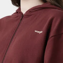 Wrangler Maroon Cotton Front-Open Hoodie image 5
