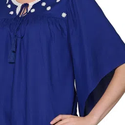 PATRORNA Royal Blue Embroidered Top image 5