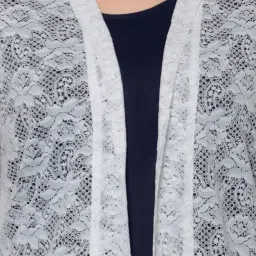 PATRORNA Navy & White Lace Cami Top With Shrug image 5