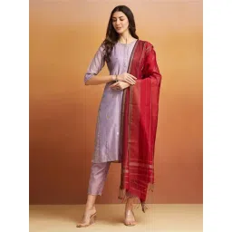 fabindia Maroon Cotton Silk Maheshwari Dupatta-picture-29