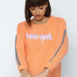 Allen Solly Orange Cotton Printed Sweatshirt-picture-18