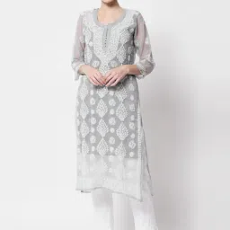 PARAMOUNT CHIKAN Grey Chikankari Straight Kurta-image-44