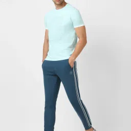 Van Heusen Flex Blue Cotton Slim Fit Striped Joggers image 5