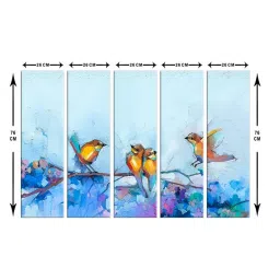 999Store Printed Blue MDF 5 Panels Wall Art image 5