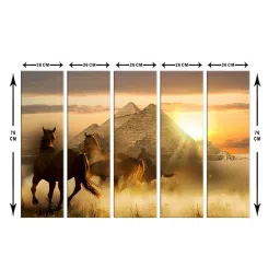 999Store Printed Brown MDF 5 Panels Wall Art image 5
