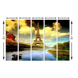 999Store Printed Multicolor MDF 5 Panels Wall Art image 5