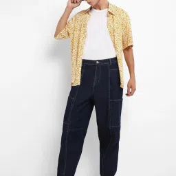 Campus Sutra Navy Blue Regular Fit Cargo Jeans image 5