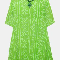 Kiddopanti Kids Green Printed Kurta image 1