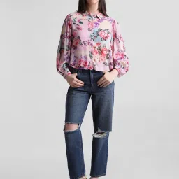 Only Pink Viscose Floral Print Shirt image 5