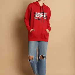 Vimal Jonney Maroon Printed Hoodie image 4