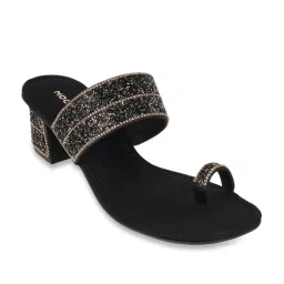 Mochi Women's Black Toe Ring Sandals image 1