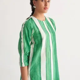Shivani Bhargava Green & White Song Of Summer Cotton Linen Flair Pants image 5