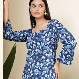 Nayo Floral Printed Pure Cotton Straight Kurti-image-95