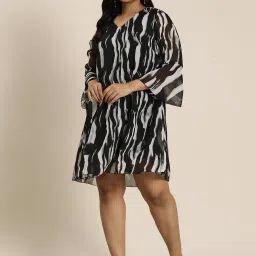 Qurvii + Black & White Animal Print A Line Dress image 1