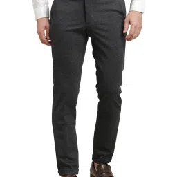 Turtle Grey Knitted Ultra Slim Fit Dobby Trousers image 1