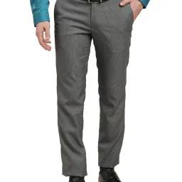 Turtle Grey Slim Fit Chequered Trousers image 1