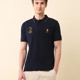 U.S. Polo Assn. Blue Cotton Slim Fit Polo T-Shirt image 1