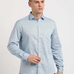 Turtle Grey Cotton Slim Fit Printed Shirt image 1