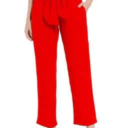PATRORNA Red High Rise Relaxed Fit Trousers-image-86