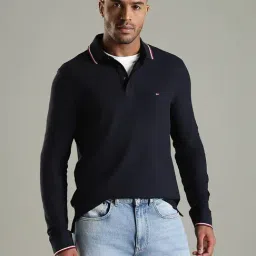 Tommy Hilfiger Blue Cotton Regular Fit Polo T-Shirt-image-16