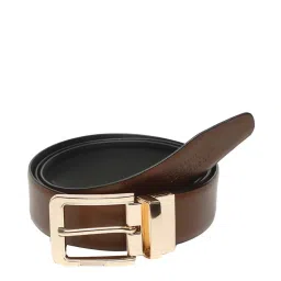 teakwood leathers Men Brown & Black Textured Genuine Leather Reversible Belt image 3