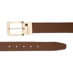 teakwood leathers Men Brown & Black Textured Genuine Leather Reversible Belt image 4