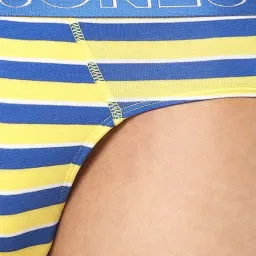 Jack & Jones Lemon Yellow & Blue Striped Briefs image 4