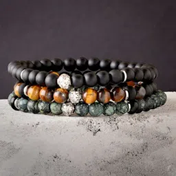 The Bro Code Set of 3 Multipack Elasticated Semi Precious Beaded Bracelet For Men-image-95