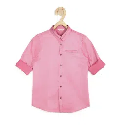 Peter England Kids Pink Solid Full Sleeves Shirt-image-62