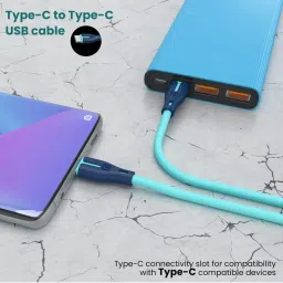Portronics Silico-C 60W Pd Fast Charging Usb Type C To Type C Cable With 1 Meter Cable (Blue) image 3