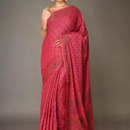 Unnati Silks Maroon Cotton Printed Saree With Unstitched Blouse-picture-38